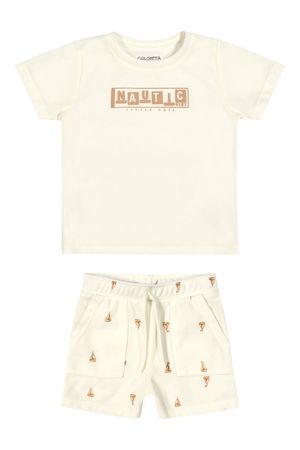 Conjunto Bebê Menino Náutico Malha Tricô Colorittá Bege