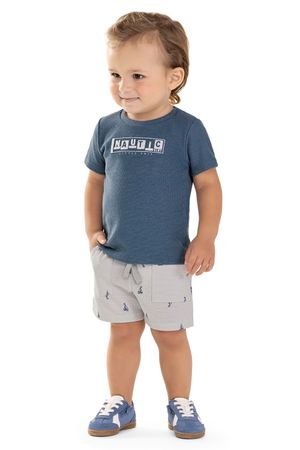 Conjunto Bebê Menino Náutico Malha Tricô Colorittá Azul