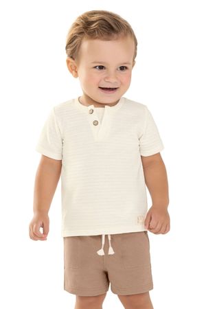 Conjunto Bebê Menino Texturizado Botões Colorittá Bege
