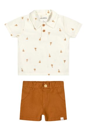 Conjunto Bebê Menino Polo Náutico Colorittá Bege