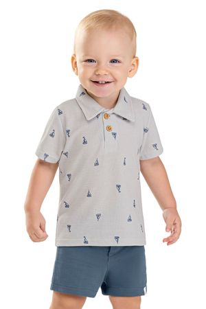 Conjunto Bebê Menino Polo Náutico Colorittá Cinza