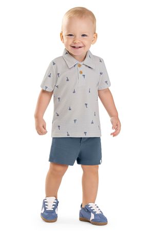 Conjunto Bebê Menino Polo Náutico Colorittá Cinza