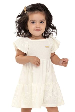 Vestido Bebê Menina Malha Tricô Corais Colorittá Bege