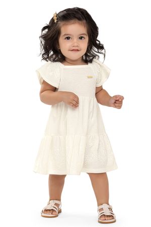 Vestido Bebê Menina Malha Tricô Corais Colorittá Bege