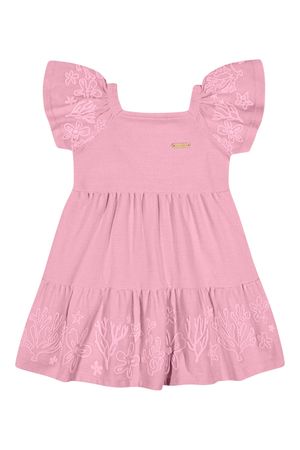 Vestido Bebê Menina Malha Tricô Corais Colorittá Rosa