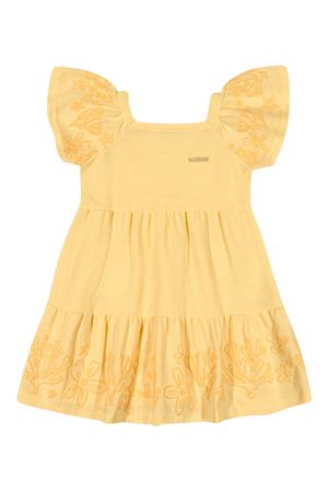 Vestido Bebê Menina Malha Tricô Corais Colorittá Amarelo