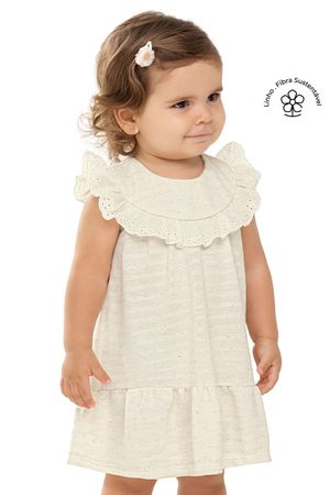 Vestido Bebê Menina Malha Linho Colorittá Bege