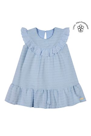 Vestido Bebê Menina Malha Linho Colorittá Azul
