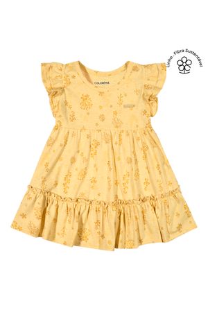 Vestido Bebê Menina Corais Curto Colorittá Amarelo