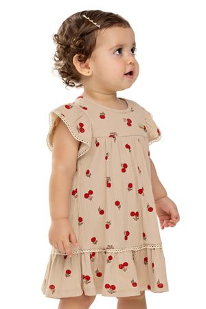 Vestido Bebê Menina Cerejinhas Colorittá Marrom