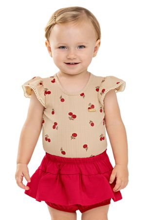 Conjunto Bebê Menina Cereja Com Calcinha Colorittá Marrom