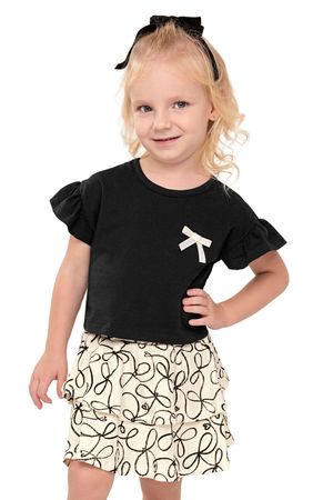 Conjunto Infantil Menina Laços Babado Colorittá Preto