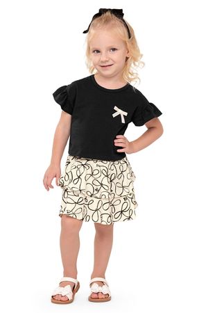 Conjunto Infantil Menina Laços Babado Colorittá Preto