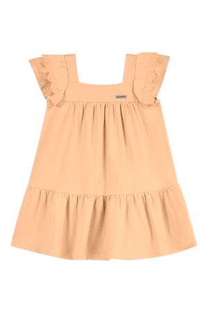 Vestido Infantil Menina Manga Babado Colorittá Laranja