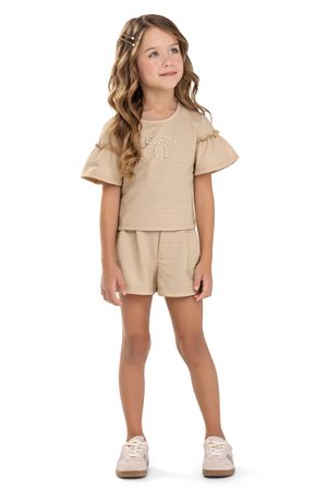 Conjunto Infantil Menina Laço de Pérolas Colorittá Bege