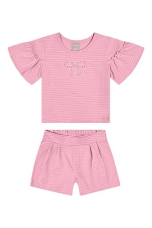 Conjunto Infantil Menina Laço de Pérolas Colorittá Rosa