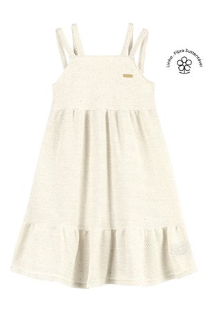 Vestido Infantil Menina Tricô Linho Colorittá Bege