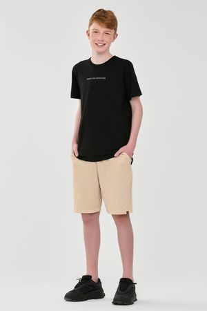 Bermuda Juvenil Menino Moletom Ponto Roma Beats Bege