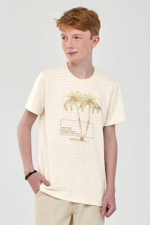 Camiseta Juvenil Menino Moletinho Linho Beats Bege