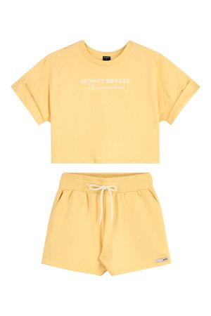 Conjunto Juvenil Menina Malha Linho Beats Amarelo