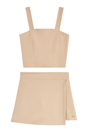 Conjunto Juvenil Menina Moletom Sarjado Beats Bege