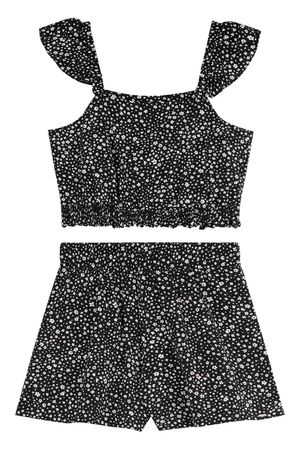 Conjunto Juvenil Menina Floral Viscose Beats Preto