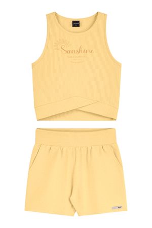 Conjunto Juvenil Menina Cropped Transpasse Beats Amarelo