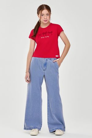 Blusa Juvenil Menina Cotton Laços Beats Vermelho