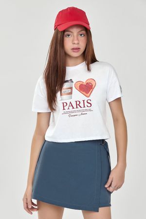 Short Saia Juvenil Com Detalhe Fivela Beats Azul