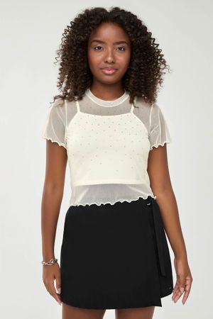 Short Saia Juvenil Com Detalhe Fivela Beats Preto