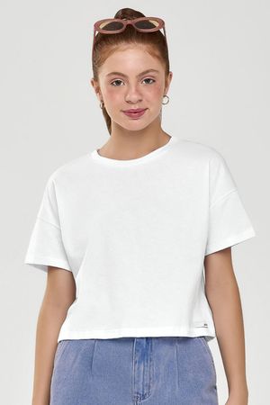 Blusa Juvenil Menina Meia Malha Básica Beats Branco