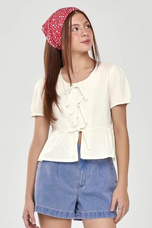 Short Juvenil Menina Jeans Com Pregas Beats Azul