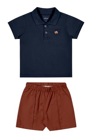 Conjunto Bebê Menino Polo Tartaruga Elian Azul
