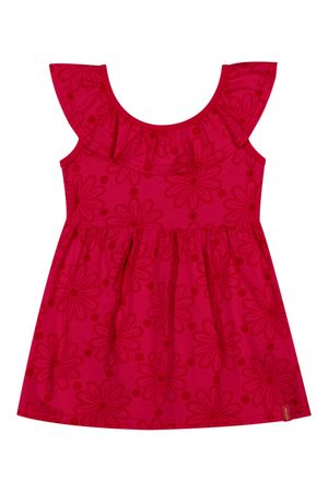 Vestido Bebê Menina Floral Devorê Elian Vermelho