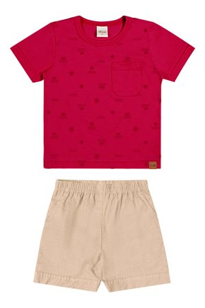 Conjunto Curto Infantil Menino Sol Elian Vermelho