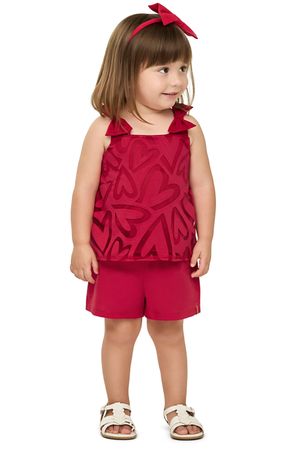 Conjunto Infantil Menina Tule Corações Elian Vermelho