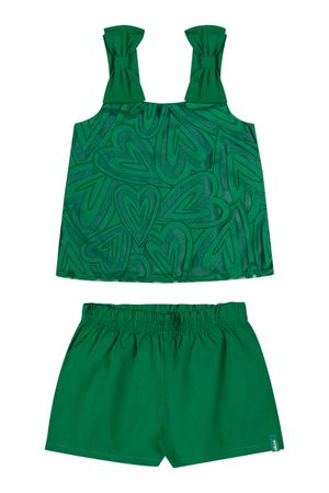 Conjunto Infantil Menina Tule Corações Elian Verde