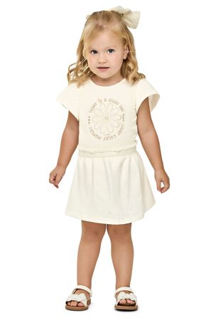 Conjunto Infantil Menina Estampa em Puff Elian Bege