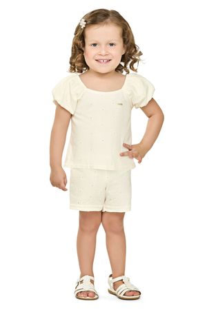 Conjunto Infantil Menina Floral Devorê Elian Bege