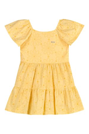 Vestido Infantil Menina Devorê Floral Elian Amarelo