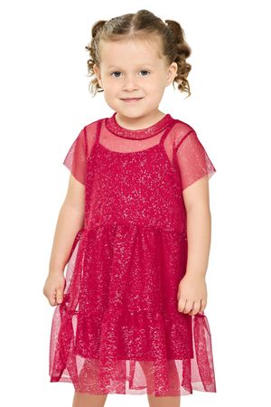 Vestido Infantil Menina Tule Com Brilho Elian Vermelho