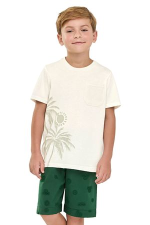 Conjunto Infantil Menino Tropical Com Bolso Elian Bege