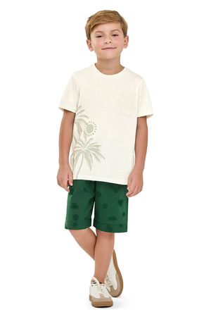 Conjunto Infantil Menino Tropical Com Bolso Elian Bege