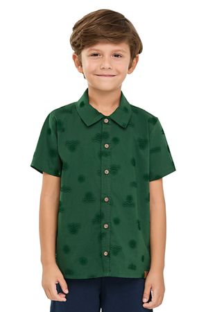 Camisa Manga Curta Infantil Menino Tropical Elian Verde