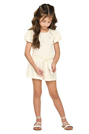 Conjunto Infantil Menina Devorê Floral Elian Bege