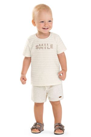 Conjunto Bebê Menino Listras Smile Colorittá Bege