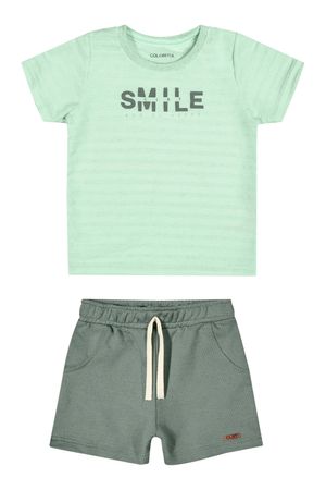 Conjunto Bebê Menino Listras Smile Colorittá Verde