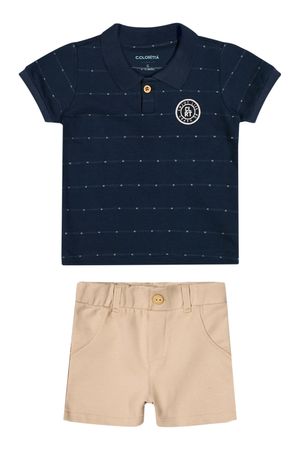 Conjunto Bebê Menino Polo Com Bordado Colorittá Azul