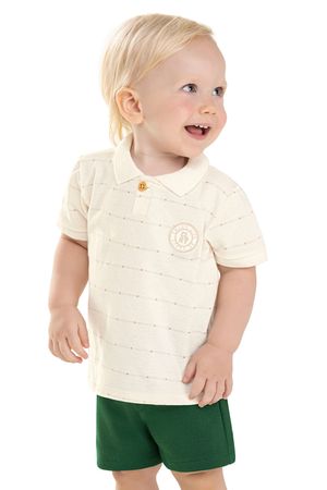 Conjunto Bebê Menino Polo Com Bordado Colorittá Bege