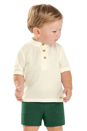 Conjunto Bebê Menino Textura Gola Padre Colorittá Bege